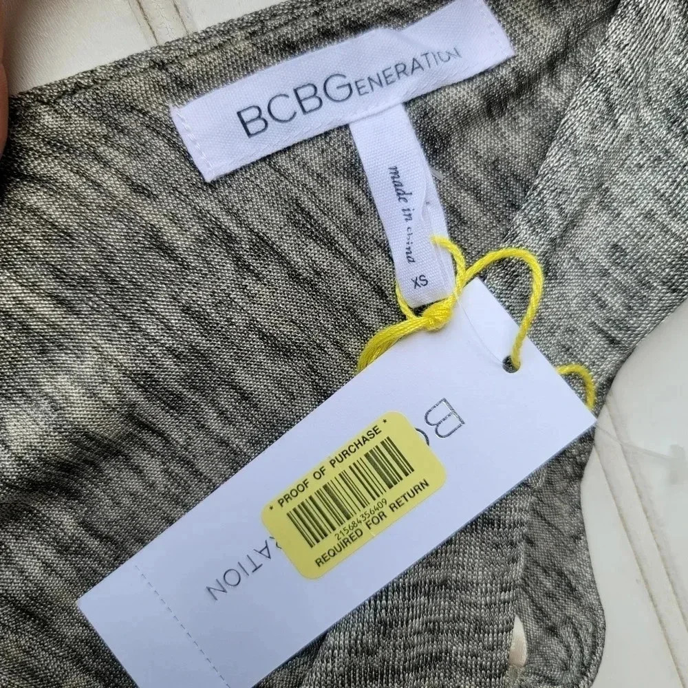 NWT BCBGeneration Women's Heathered Double Layer Sleeveless Gold Combo Dress XS - Picture 2 of 16